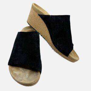 Birkenstock Black Suede Wedge Sandals